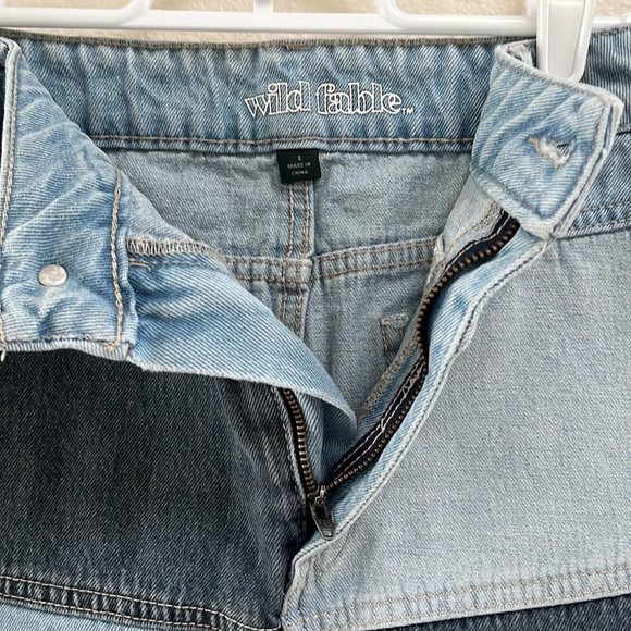 Wild Fable Color Block Blue Denim Jean Mini Skirt, Small, 100% Cotton Western - Picture 5 of 11